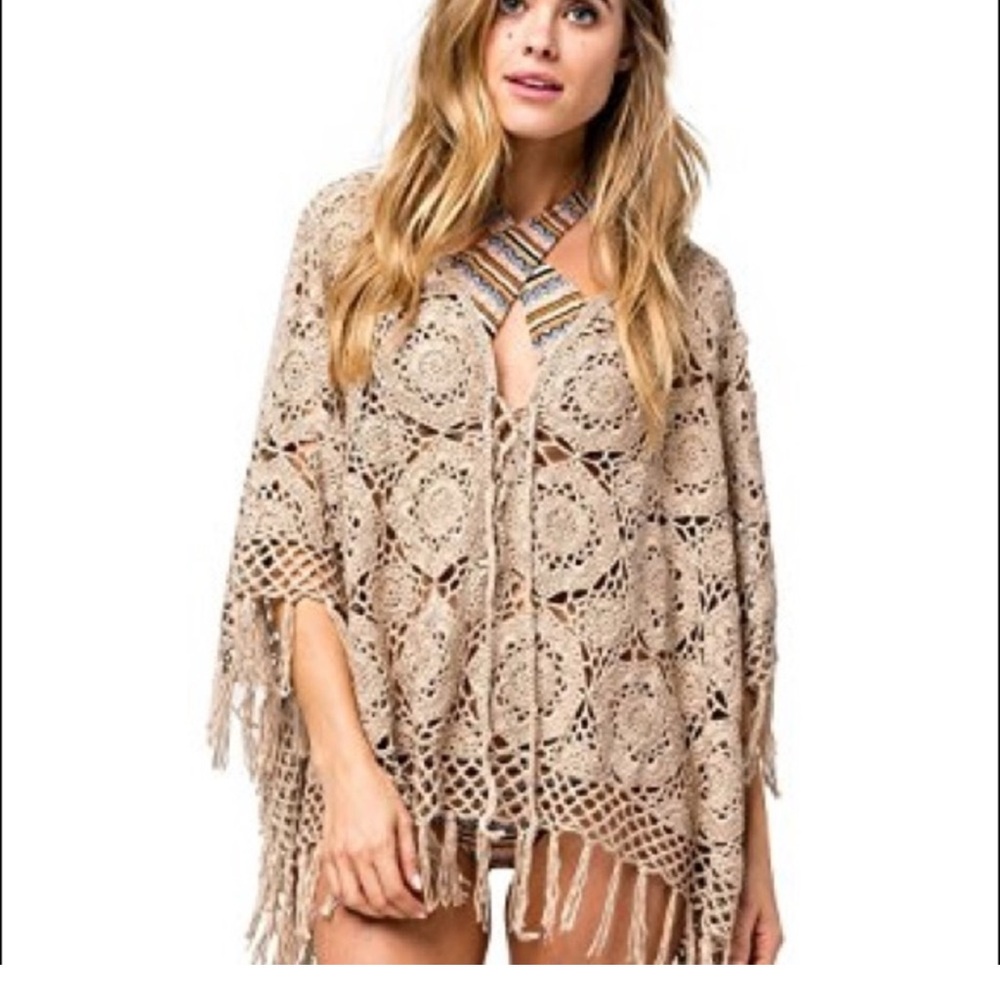 Boho Crochet Fringe Poncho
